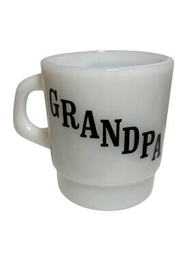 Vintage Termocrisa White Milk Glass Mug With Grandfather Poem Design
